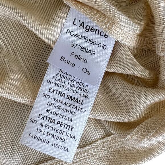 L’AGENCE Felice Top XS Bone Satin Short Sleeve Tee Minimalist Luxury Cream NWT - Picture 5 of 7